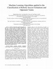 Research paper thumbnail of Machine Learning algorithms applied to the classification of robotic soccer formations and opponent teams