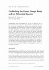 Research paper thumbnail of Establishing the Canon: George Ripley and his Alchemical Sources