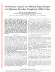 Research paper thumbnail of Performance Analysis and Optimal Signal Designs for Minimum Decoding Complexity ABBA Codes