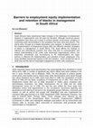 Research paper thumbnail of Barriers to employment equity implementation and retention of blacks in management in South Africa