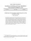 Research paper thumbnail of Defense Of Industrial Design Rights in the U.S