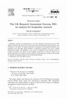 Research paper thumbnail of The UK Research Assessment Exercise 2001: an analysis for hospitality research