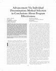 Research paper thumbnail of Advancement Via Individual Determination: Method Selection in Conclusions About Program Effectiveness