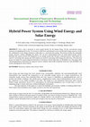 Research paper thumbnail of Hybrid Power System Using Wind Energy and Solar Energy