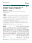 Research paper thumbnail of Employers’ views on the promotion of workplace health and wellbeing: a qualitative study