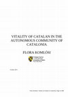 Research paper thumbnail of Vitality of Catalan in the Autonomous Community of Catalonia