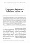 Research paper thumbnail of Performance Management in Software Engineering