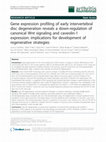 Research paper thumbnail of Gene expression profiling of early intervertebral disc degeneration reveals a down-regulation of canonical Wnt signaling and caveolin-1 expression: implications for development of regenerative strategies