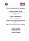 Research paper thumbnail of ESCUELA SUPERIOR POLITÉCNICA DEL LITORAL Instituto de Ciencias Humanísticas y Económicas " Proyecto de Inversión para la Producción y Comercialización del Cuy (Cavia Porcellus) como una Alternativa para el Consumo Local y Desarrollo de su Potencial Exportación "