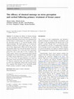 Research paper thumbnail of The efficacy of classical massage on stress perception and cortisol following primary treatment of breast cancer