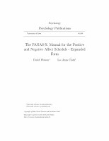 Research paper thumbnail of The PANAS-X: Manual for the positive and negative affect schedule-expanded form