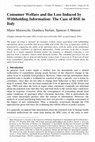 Research paper thumbnail of Consumer Welfare and the Loss Induced by Withholding Information: The Case of BSE in Italy