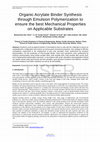 Research paper thumbnail of Organic Acrylate Binder Synthesis through Emulsion Polymerization to ensure the best Mechanical Properties on Applicable Substrates