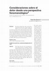 Research paper thumbnail of Consideraciones sobre el dolor desde una perspectiva fenomenológica.