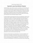 Research paper thumbnail of Sanskrit and the British Empire: Project  proposal text sanctioned by Indian Council of Historical Research