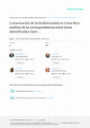 Research paper thumbnail of Conservación de la biodiversidad en Costa Rica: análisis de la correspondencia entre áreas identificadas clave por su biodiversidad (Araceae, Arecaceae,  …