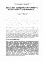 Research paper thumbnail of PERCURSO DUM JOVEM INTÉRPRETE DE CONFERÊNCIA EM PORTUGAL