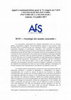 Research paper thumbnail of Appel à communications RT35 : « Sociologie des mondes associatifs » pour le prochain congrès de l’Association Française de Sociologie (Amiens, 3-6 juillet 2017)