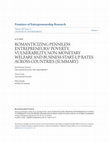 Research paper thumbnail of Romanticizing Penniless Entrepreneurs? Poverty, Vulnerability, Non-Monetary Welfare and Business Start-Up Rates Across Countries (Summary)