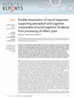 Research paper thumbnail of Double dissociation of neural responses supporting perceptual and cognitive components of social cognition: Evidence from processing of others' pain