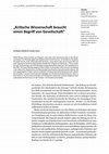 Research paper thumbnail of Human-Animal Studies zwischen wissenschaftlicher Distanz und politischem Engagement. Ein Gespräch über Wissenschaft, Politik und Gesellschaft mit dem Chimaira-Arbeitskreis