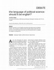 Research paper thumbnail of The language of political science: should it be english?