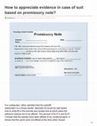 Research paper thumbnail of How to appreciate evidence in case of suit based on promissory note