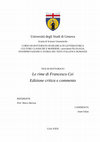 Research paper thumbnail of Le rime di Francesco Cei. Edizione critica e commento