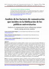 Research paper thumbnail of Análisis de los factores de comunicación que inciden en la fidelización de los públicos universitarios.