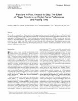 Research paper thumbnail of Pleasure to Play, Arousal to Stay: The Effect of Player Emotions on Digital Game Preferences and Playing Time