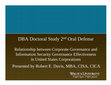 Research paper thumbnail of DBA Doctoral Study Final Oral Defense