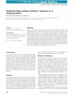 Research paper thumbnail of Understanding college students' opinions on a smoking policy