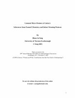 Research paper thumbnail of Lamanai Maya Women at Contact: Inferences from Enamel Chemistry and Infant Weaning Patterns