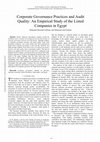 Research paper thumbnail of Corporate Governance Practices and Audit Quality: An Empirical Study of the Listed