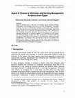 Research paper thumbnail of Board of Director's Attributes and Earning Management: Evidence from Egypt