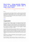 Research paper thumbnail of Plural Africa – Afrique plurielle. Politique, savoirs et dynamiques sociales dans le temps et dans l'espace