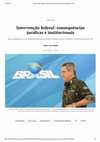 Research paper thumbnail of Intervenção federal: consequências jurídicas e institucionais - JOTA, 2018