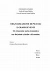 Research paper thumbnail of Organizzazione di piccoli e grandi Eventi: Sociologia delle Organizzazioni..pdf