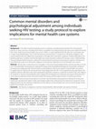 Research paper thumbnail of Common mental disorders and psychological adjustment among individuals seeking HIV testing: a study protocol to explore  implications for mental health care systems