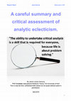 Research paper thumbnail of A careful summary and critical assessment of analytic eclecticism.