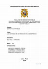 Research paper thumbnail of UNIVERSIDAD NACIONAL MAYOR DE SAN MARCOS FACULTAD DE CIENCIAS CONTABLES ESCUELA ACADÉMICA PROFESIONAL DE CONTABILIDAD, GESTIÓN TRIBUTARIA Y AUDITORÍA EMPRESARIAL Y DEL SECTOR PÚBLICO Lima -Perú 2018 Tabla de contenido