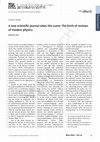 Research paper thumbnail of A new scientific journal takes the scene: The birth of reviews of modern physics