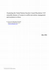 Research paper thumbnail of Examining the United Nations Security Council Resolution 1325 1 ostensible absence of women in conflict prevention, management and resolution in Africa