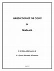 Research paper thumbnail of JURISDICTION OF THE COURT IN TANZANIA