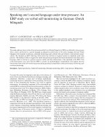 Research paper thumbnail of Speaking one's second language under time pressure: An ERP study on verbal self‐monitoring in GermanDutch bilinguals