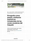 Research paper thumbnail of Etnografía como poesía- artefactos expl...eras del Caquetá – A la orilla del rio.pdf