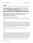 Research paper thumbnail of First infestation record of Epicrates cenchria cenchria (Squamata: Boidae) by Porocephalus(Pentastomida: Porocephalidae) in Ecuador