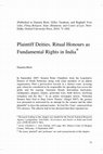 Research paper thumbnail of Plaintiff Deities. Ritual Honours as Fundamental Rights in India