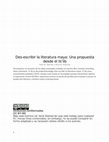 Research paper thumbnail of Des-escribir la literatura maya: Una propuesta desde el ts'íib Atribución-SinDerivadas CC BY-ND