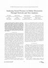 Research paper thumbnail of Analysing social presence in online discussions through network and text analytics